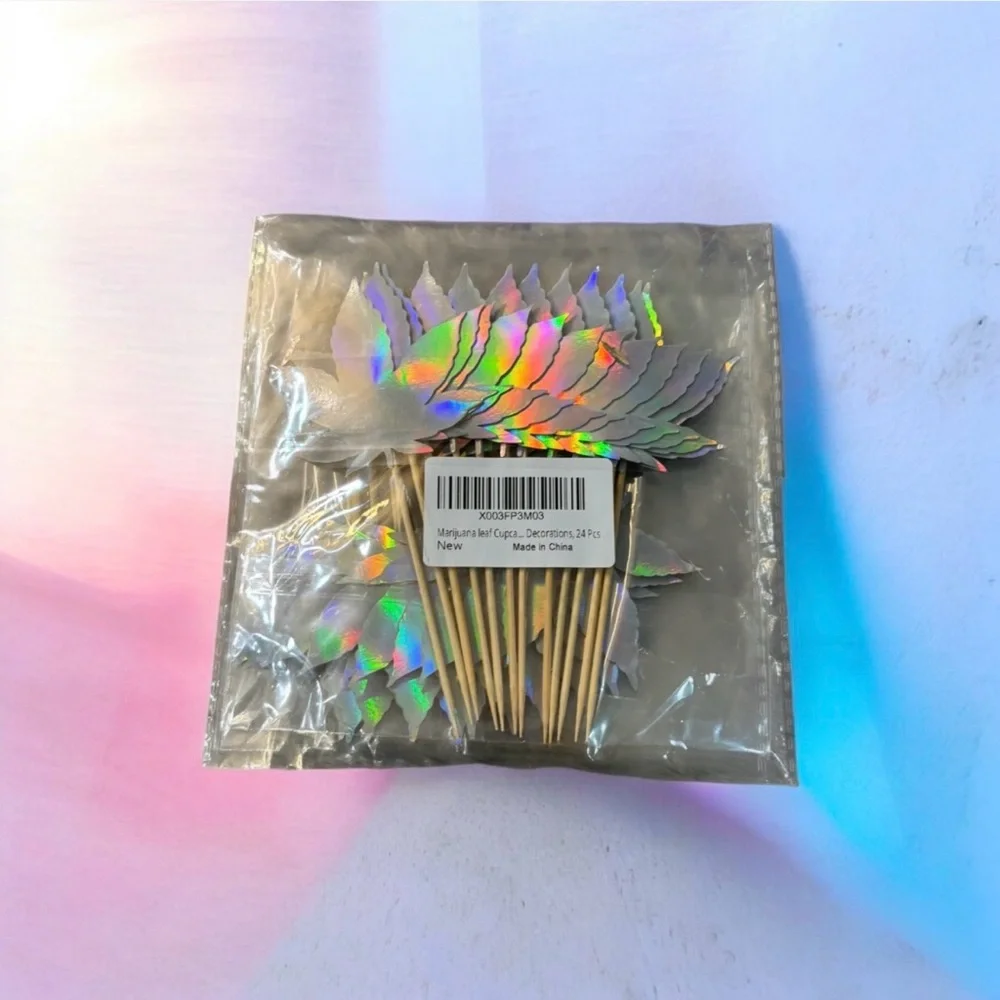 Marijuana Weed Leaf Festive Cupcake Toppers for Parties